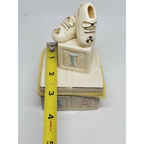 Lenox Porcelain “First Precious Steps” Trinket Box | Baby Blocks & Shoes - Picture 12 of 12
